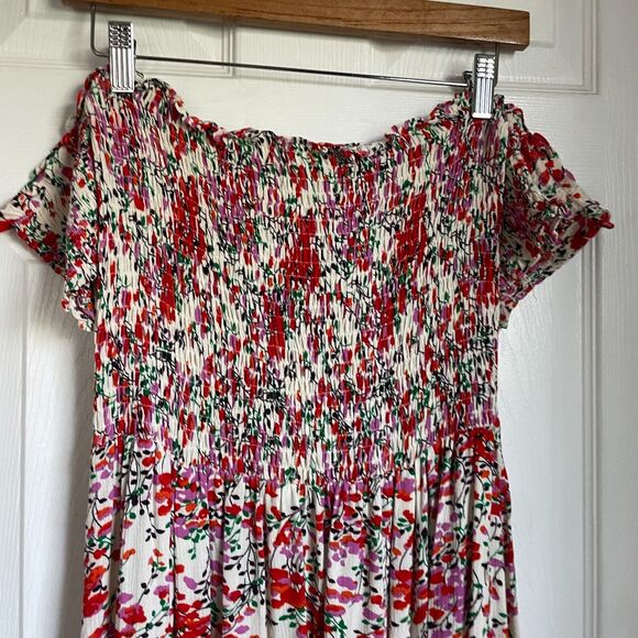 Lulus View From The Meadow Cream Floral Print Off The Shoulder Dress Size L - Picture 8 of 8